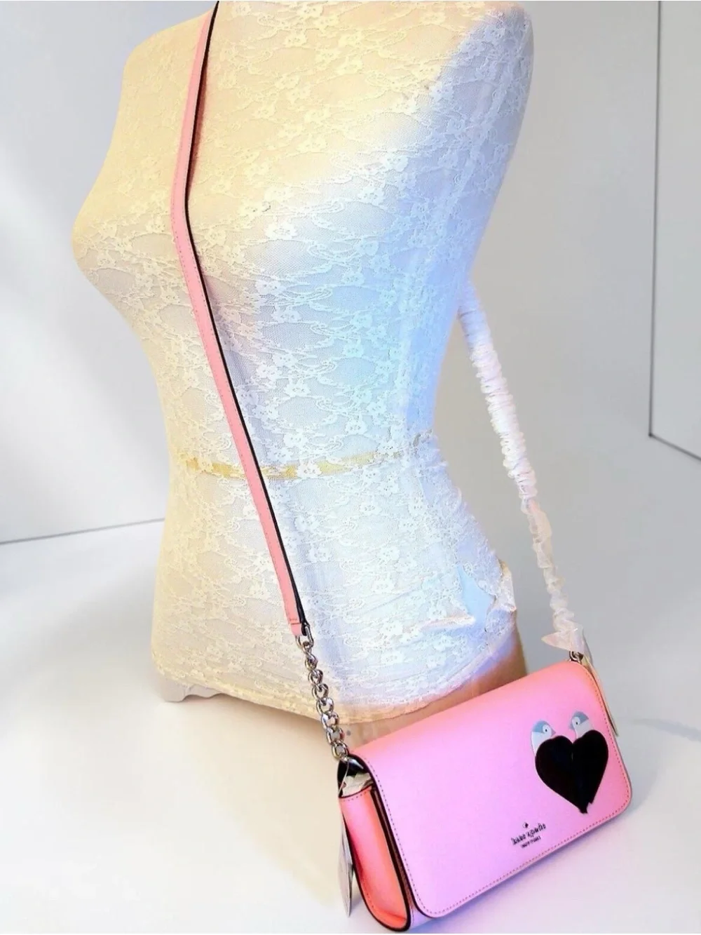 KATE SPADE LOVE BIRDS FLAP CROSSBODY BAG NEON PEONY NWT